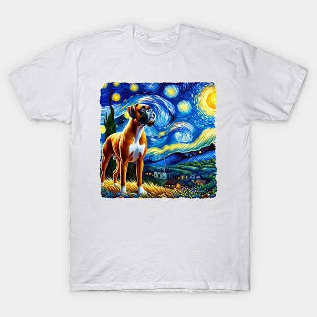 Starry Boxer Dog Portrait - Pet Portrait T-Shirt by starry_night